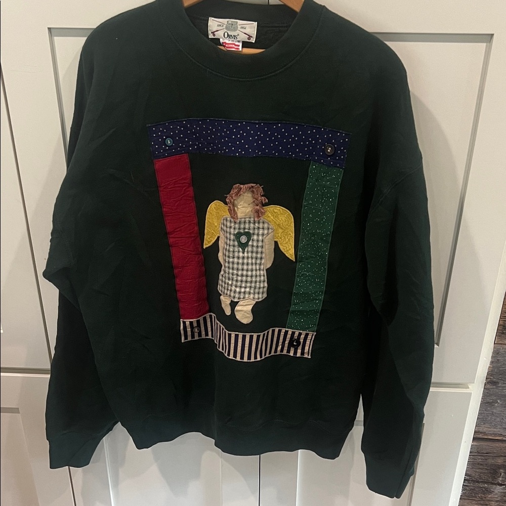 Vintage Orvis Angel Patchwork Pullover Sweatshirt… - image 1